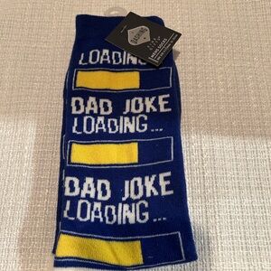 Dad Joke Loading Blue and Yellow Socks 
Fits Shoe Size 6-12 NWT